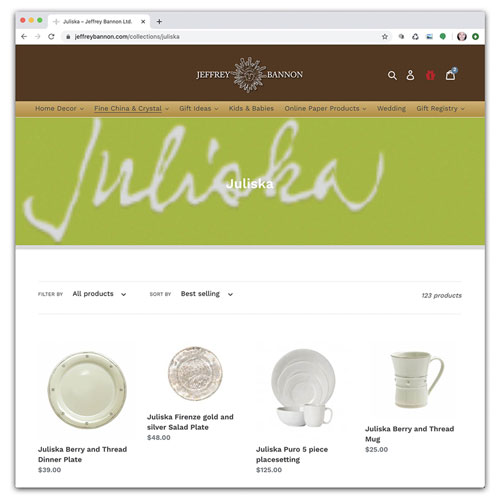 Shopify Juliska Home page